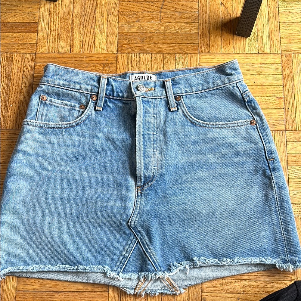 Agolde Blue Denim Mini Skirt